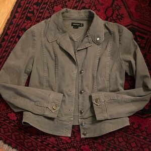 Womyn brand Olive Utility Jacket denim jacket style